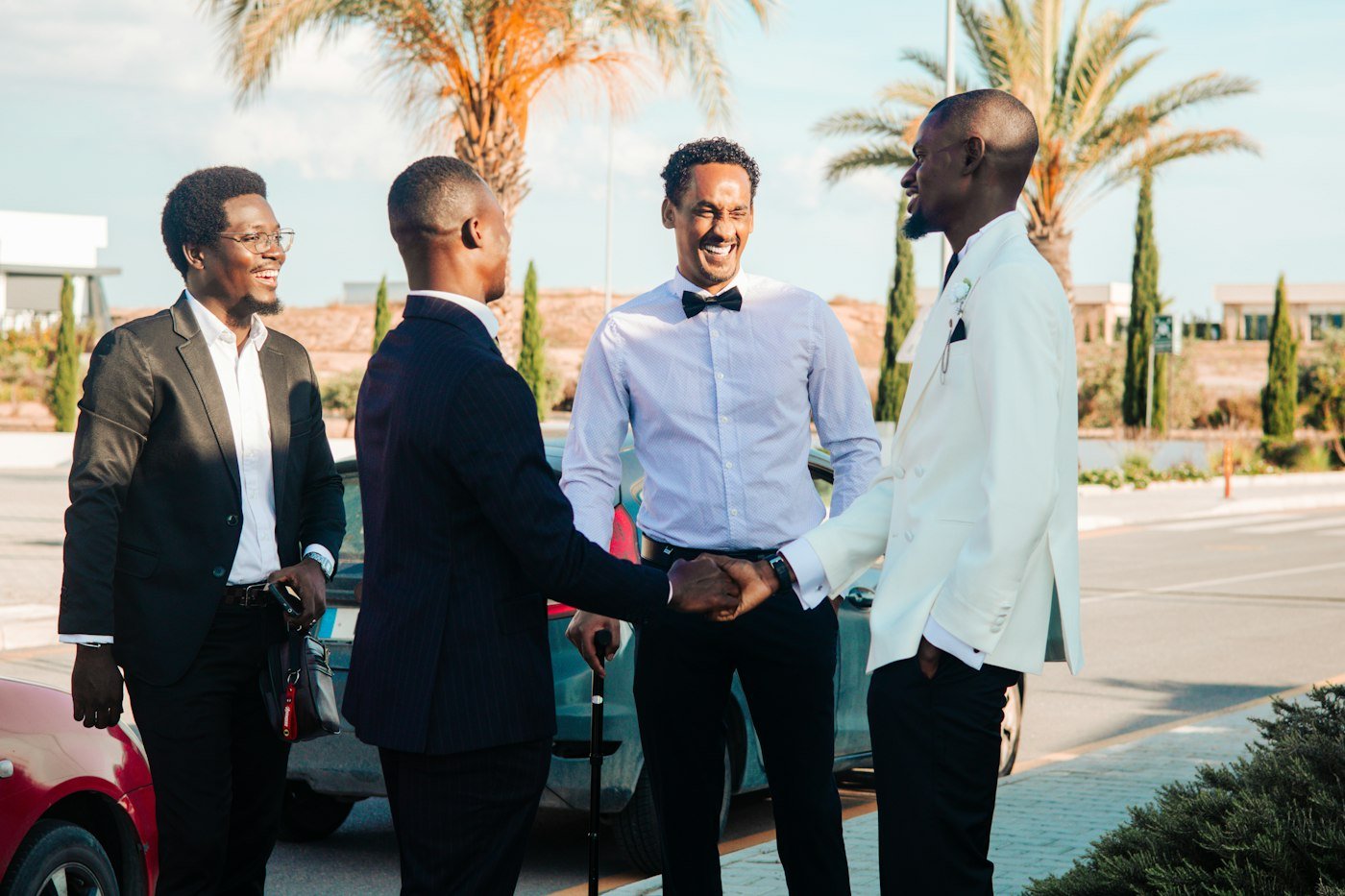 Business partners shaking hands after an agreement