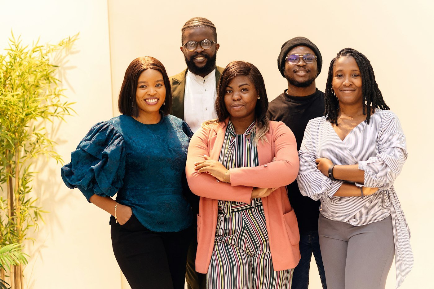 Team of African professionals smiling together